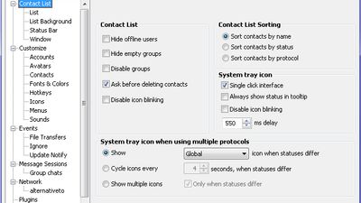 Preferences window