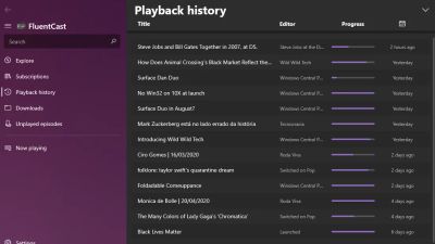 With the playback history, you can know when and which episode you listened to, see your progress and continue from where you left off
