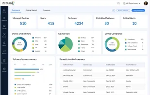 Gain complete visibility into your IT ecosystem with high-level analytics on devices, users, software distribution, and compliance using the comprehensive Zecurit overview dashboard.