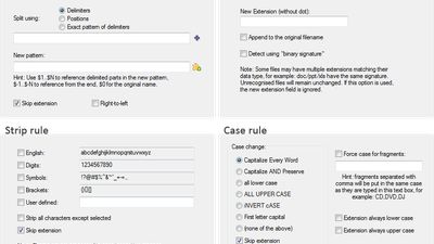 Rules: Rearrange, Extension, Strip, Case