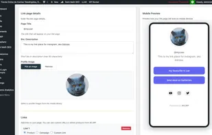 Link tree pages for social networks.