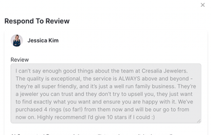 ReviewGain AI Suggested Review Response 