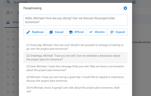 Paraphrasing screenshot 1