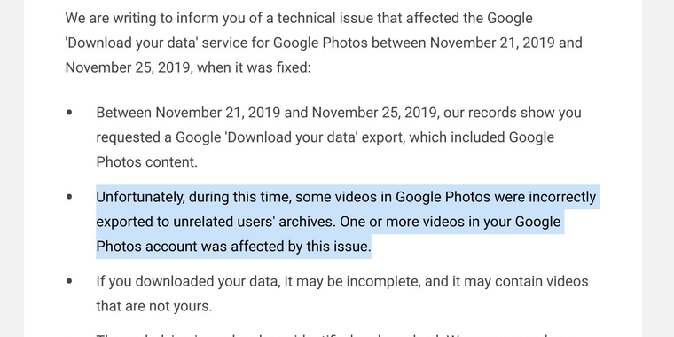 Google Photos private user videos were accidentally sent to strangers image