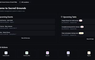 Central dashboard with quick actions