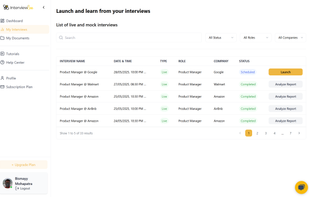 My Interviews Listing