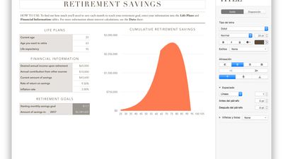 Retirement savings in Apple Numbers.