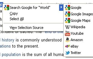 search highlighted word via rightclick!