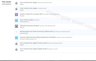 Receipts overview month overview