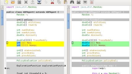Emacs can compare two files and highlight their differences (M-x ediff)