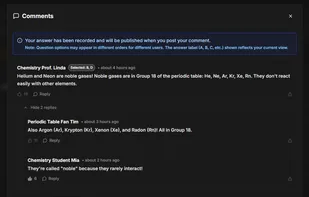 Comments section in a question
