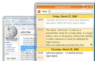 Quotepad main window with the notes