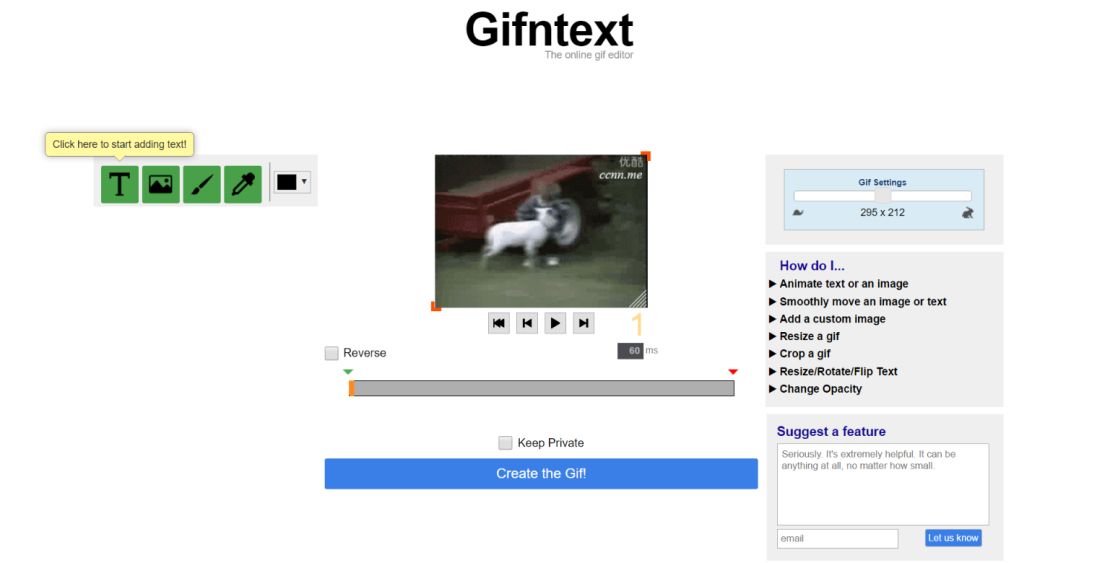 Add animated text and images to a gif - Gifntext - The online gif editor