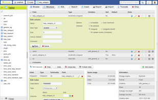 Edit table structure
