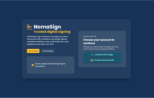 Web-based sign-in screen providing secure access to NomaSign’s digital signing and document workflows.
