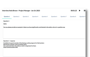 Capture candidate interview notes and score responses that are shared with other panel members