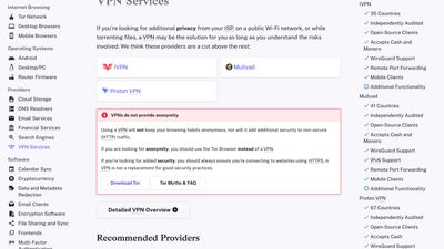 VPN provider recommendation listings