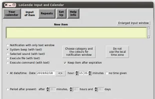 Input screen for a new event