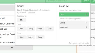 filter and organize your cards by groups