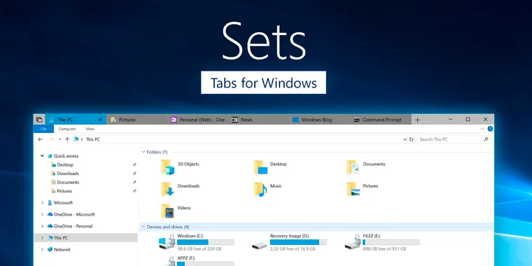 The new build of Windows Insider finally introduces tabs to the File Explorer image