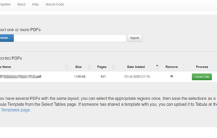 Home screen. Import PDF documents, or view previously imported PDF documents.