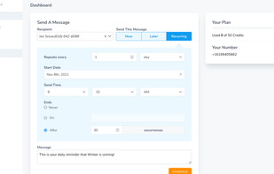 Create recurring text messages.