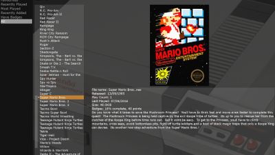 Games browser, in this instance for all NES games.