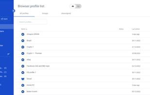 List of browser profiles
