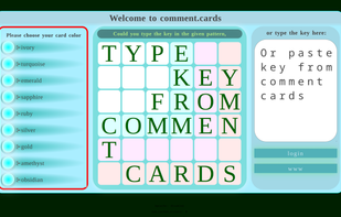 a comment card type website example big screen
