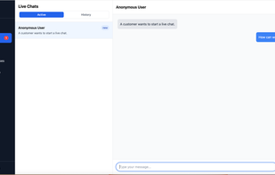 Live Chat View from Organization's Dashboard.