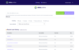 Nikto Online Scanner screenshot 1