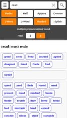Rhyme search results as viewed on mobile device.