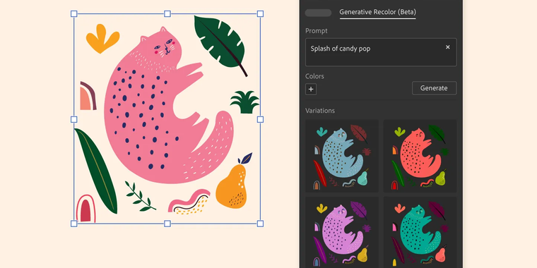Adobe Illustrator introduces generative AI for vector recoloring and more image