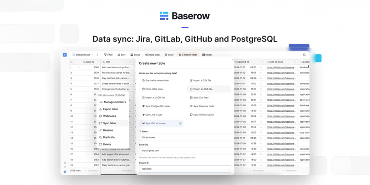 Baserow 1.29 brings new data sync integrations with third-party apps and AI enhancements image