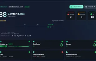 The domain report showing the Comfort Score.
