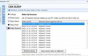 List of wake reasons: lets you debug why the PC woke up