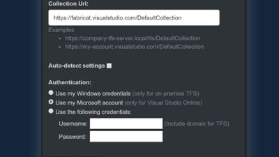 Connect to TFS or VSTS