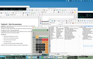Each open window appears as a separate button with its title for fast switching.
