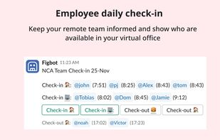 Employee daily check-in - keep your remote team informed and show who are available in your virtual office
