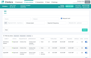 Cledara Subscription screen