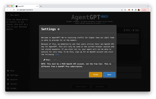 AgentGPT screenshot 1