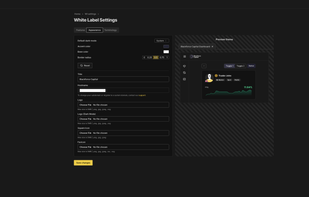Adjust all properties of your white-label including features, appearance and terminology in white-label settings page.