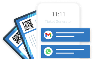 Send tickets via email, WhatsApp, or SMS.