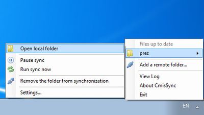 A folder synchronized between an Alfresco server and the local desktop.