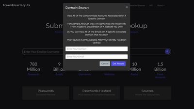 Get a report on a specific domain (must be verified as domain owner first).