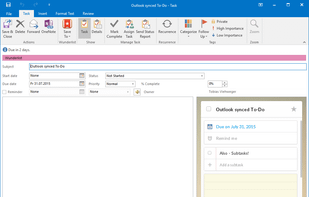 Wunderlist for Outlook screenshot 1
