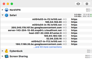 Monitor apps connections and bandwidth usage in real time using Vallum Apps Monitor. Apps list is constantly updated and displays currently active connections for each app. Traffic counters and bandwidth usage meters allows you to find out which app is eating your bandwidth. Then, using Vallum, you can set bandwidth limits for each process, independently.