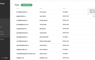 [Users]

Manage your team: add/remove users, co-signers, and change their status.
There are two roles: Users, whose access is read-only, and cosigners, who confirm multi-sig operations. Only co-signers can invite users and share/remove co-signing rights.