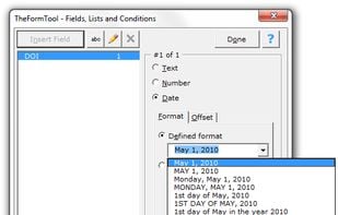 Field format: Date format