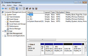Windows Disk Management screenshot 1